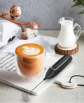 Electric Milk Frother, Battery Powered Drink Mixer with High-Power Motor for Coffee, Latte, Cappuccino, Hot Chocolate, Black